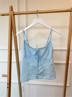 wild fable Light Blue Eyelet Tie-Back Cami